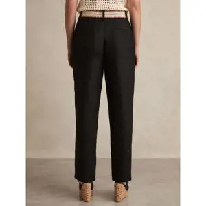 REISS BEAU Linen Belted Tapered Trousers